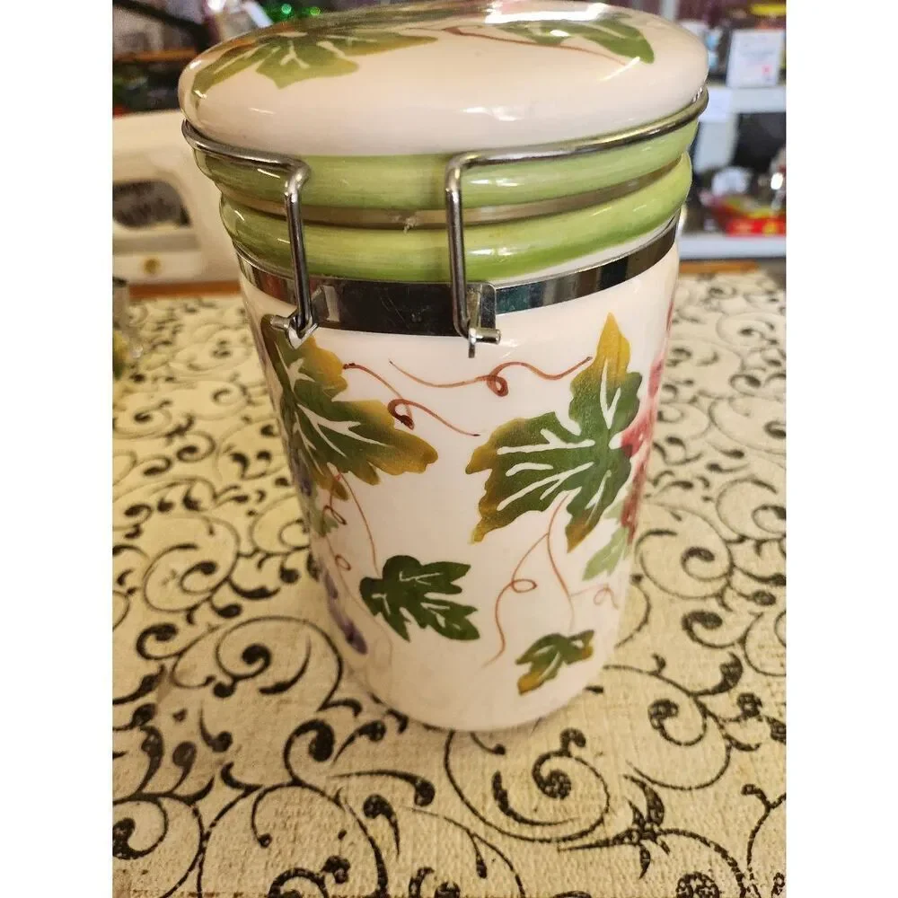 Ceramic Grape  Design Canister
